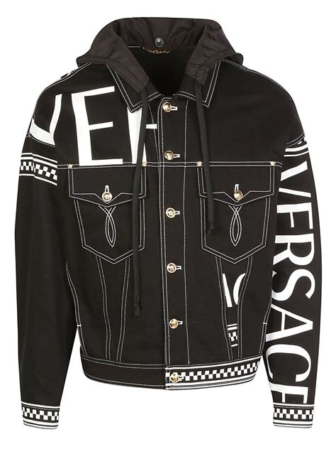 versace male print jacket|Versace denim jacket.